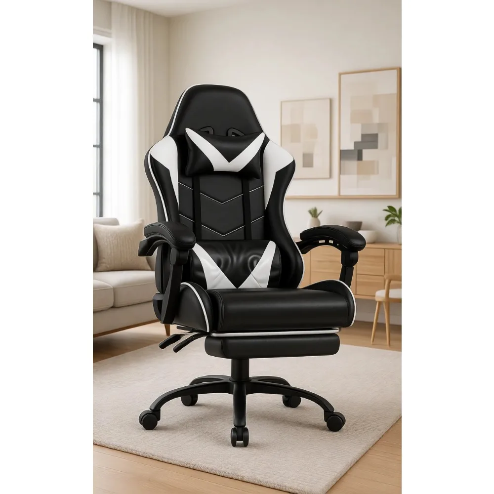Massage - High-back reclining game chair with ottoman
