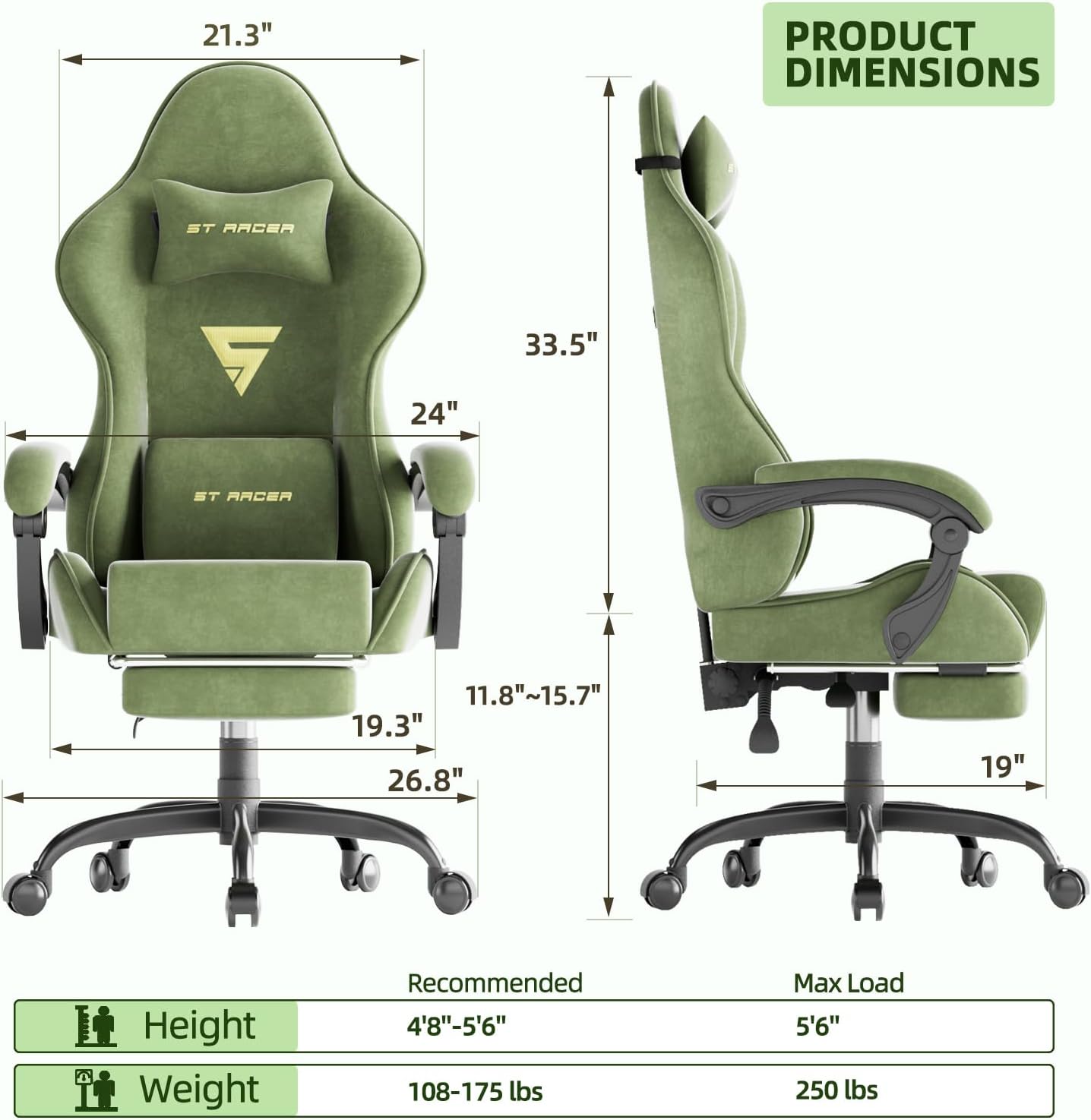 Gaming Chair Racing for Adult, - Massage 评论和价格