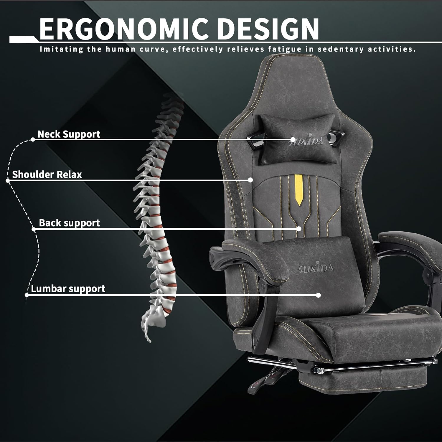 Gaming Chair with Footrest Erg - Massage 评论和价格