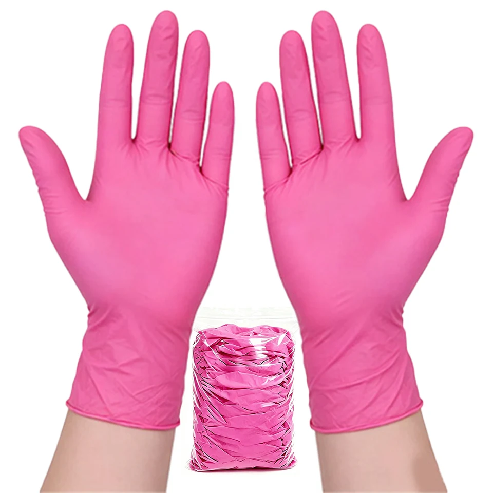 50PCS Deep Pink Nitrile Gloves - Nail Art 评论和价格