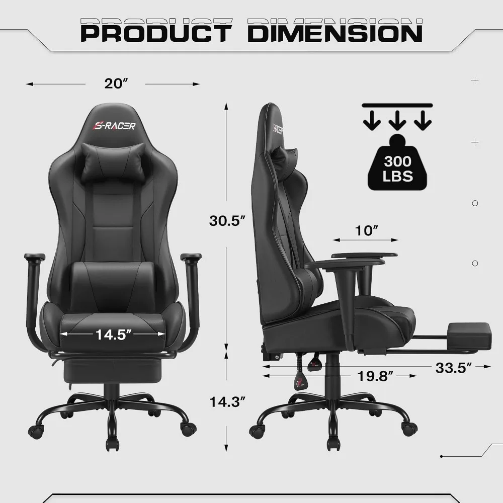 Gaming Chair with Footrest Mas - Massage 评论和价格