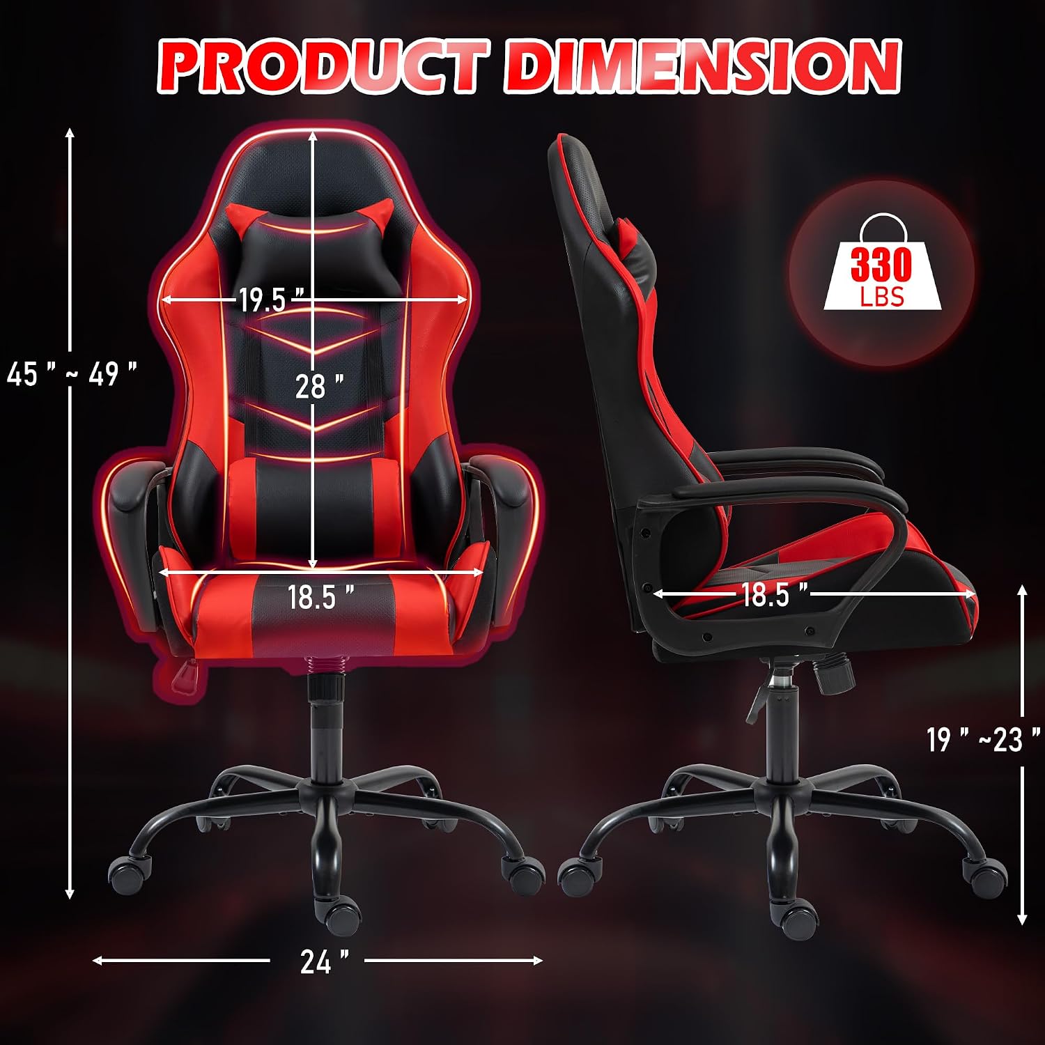 Red Ergonomic Gaming Chair Mas - Massage 评论和价格